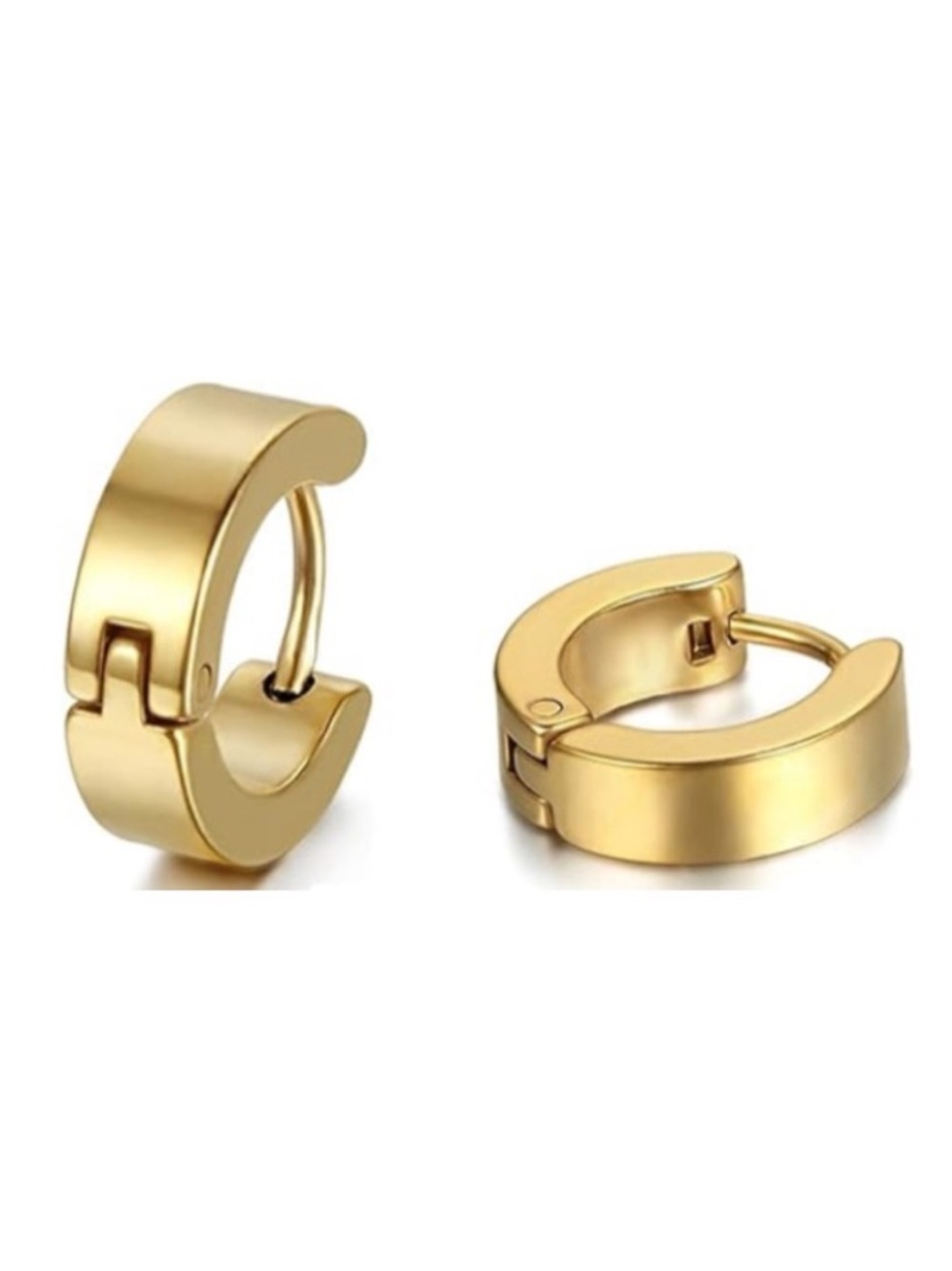 Gold Stainless Steel Huggie Hoop Earrings 18G 8mm Minimal Thick Hoops